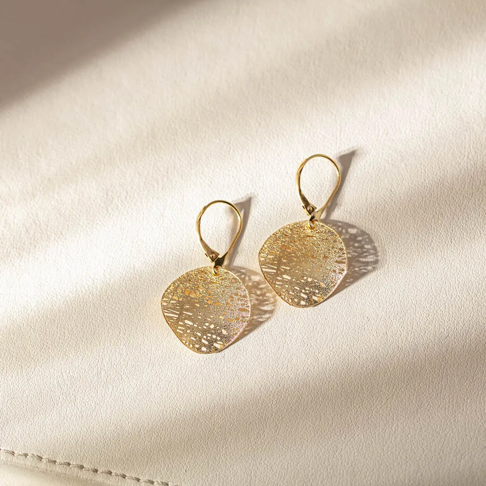 14ct Yellow Gold Petal Drop Earrings