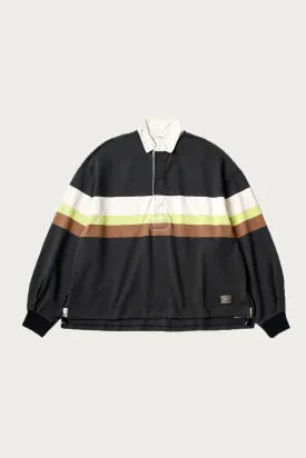 16/-Panel Stripe Jersey BIG Rugger Shirt - Black