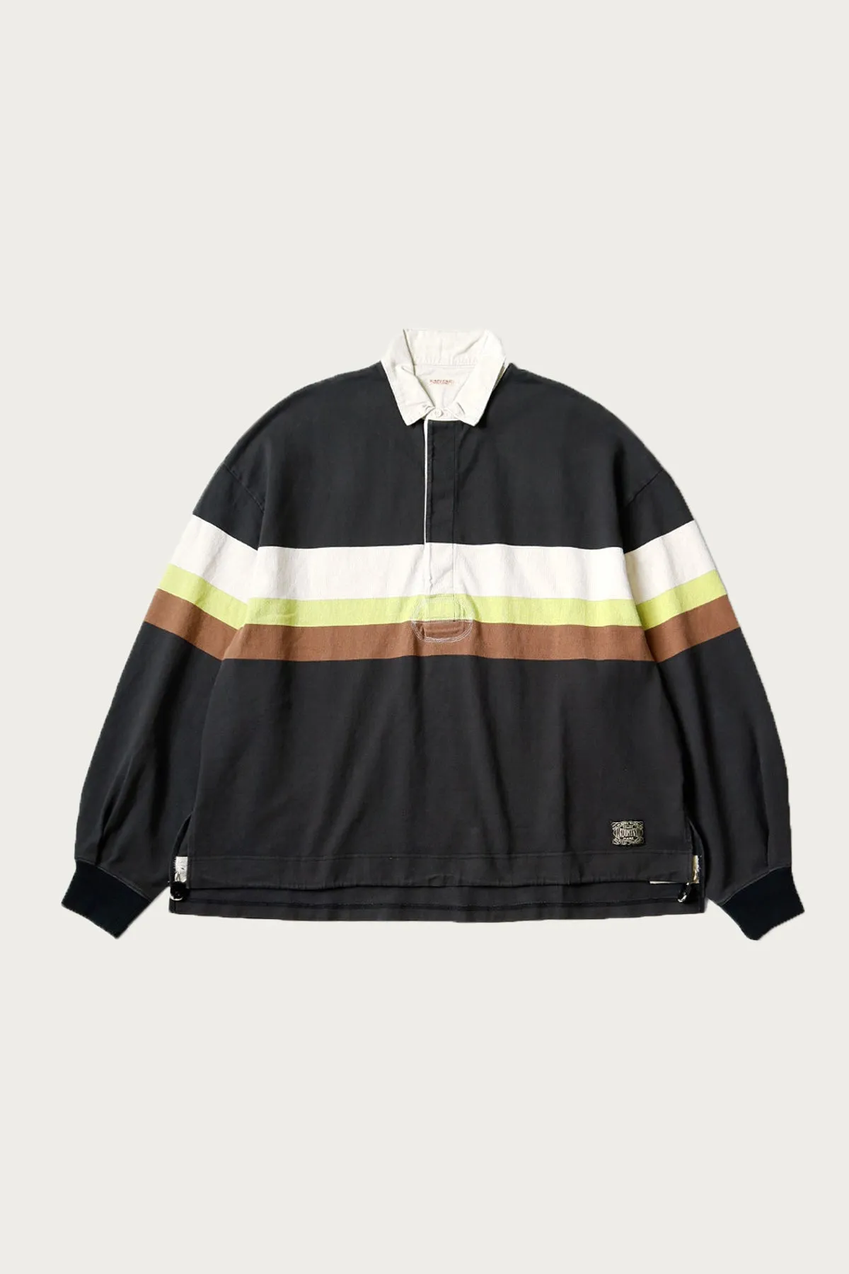 16/-Panel Stripe Jersey BIG Rugger Shirt - Black