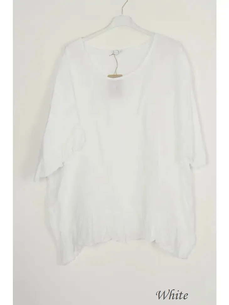 3246 Ruffle Trim & Sleeve Linen Top