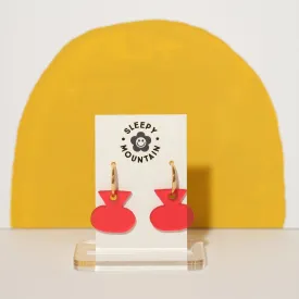 Abstract Hoop Earrings - Red Vase