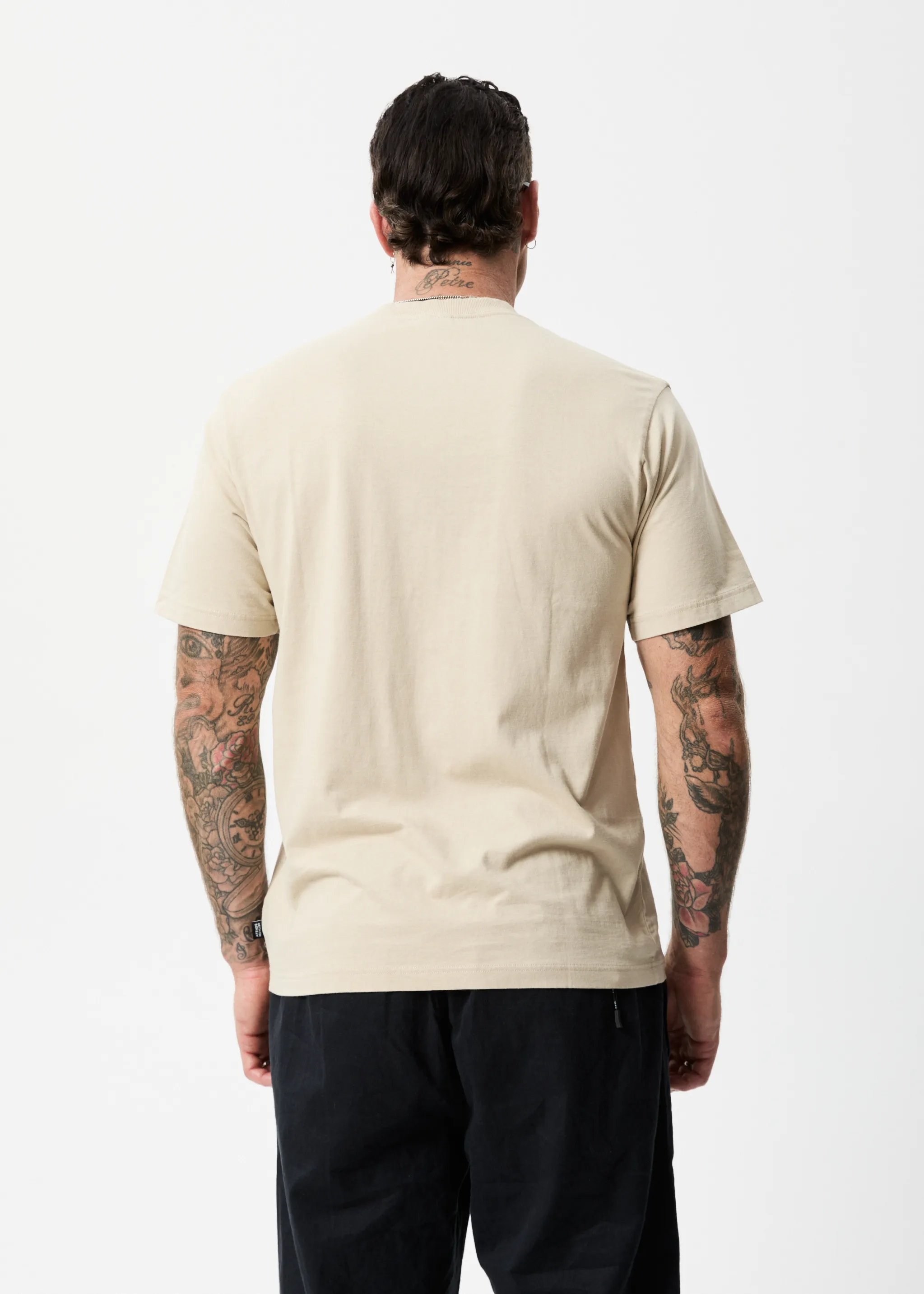 AFENDS Mens Chromed - Retro T-Shirt - Cement