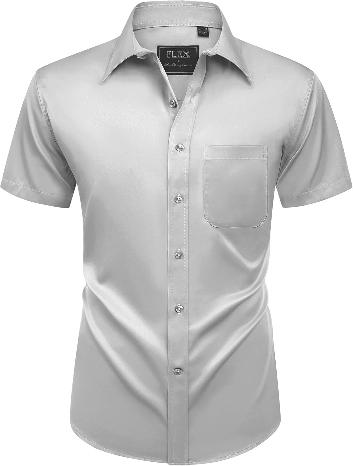 Alimens & Gentle Mens Short Sleeve Dress Shirts Wrinkle Free Solid Casual Button Down Shirts with Pocket