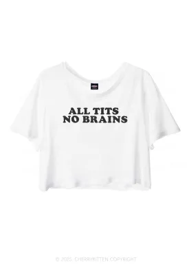 All Txts No Brains Y2K Sheer Crop Tee Cherrykitten