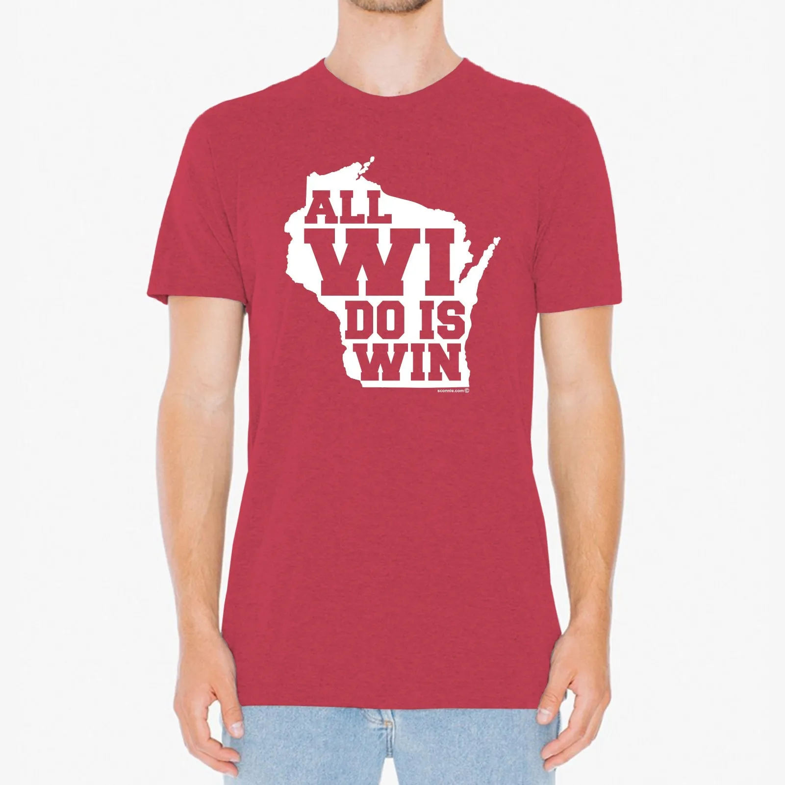 All WI Do Is Win Poly-Cotton T-shirt - Heather Red