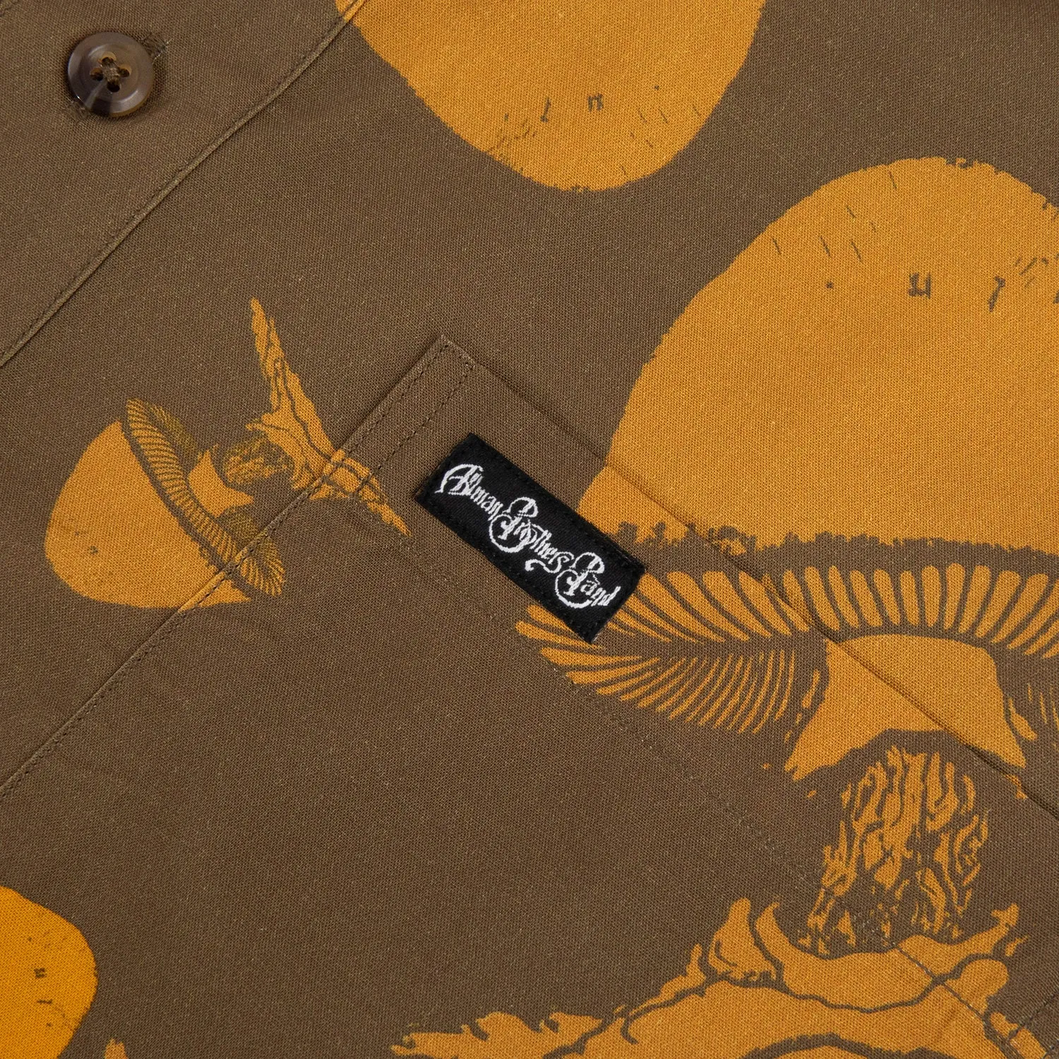 Allman Brothers Band | Short-Sleeve Button Down | Orange Mushroom on Brown