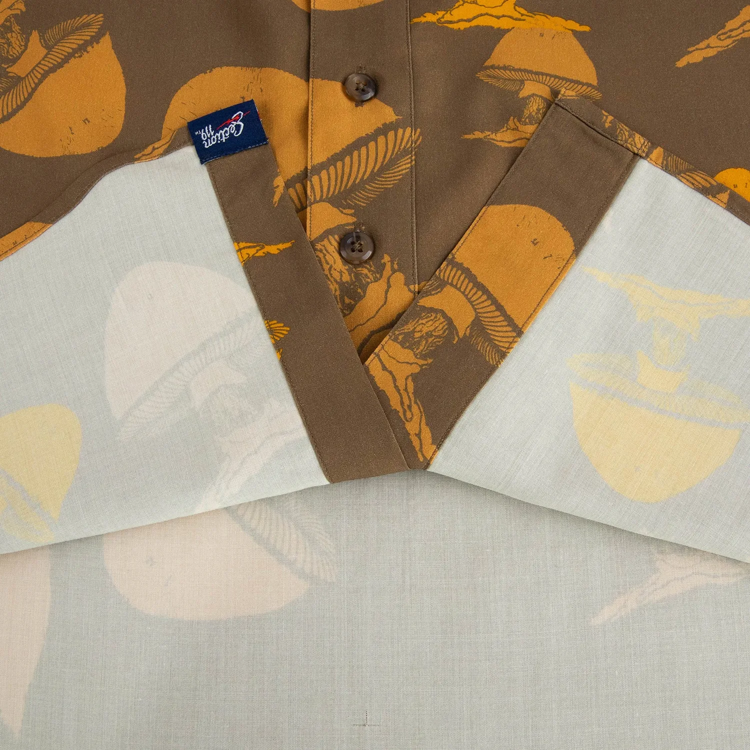 Allman Brothers Band | Short-Sleeve Button Down | Orange Mushroom on Brown