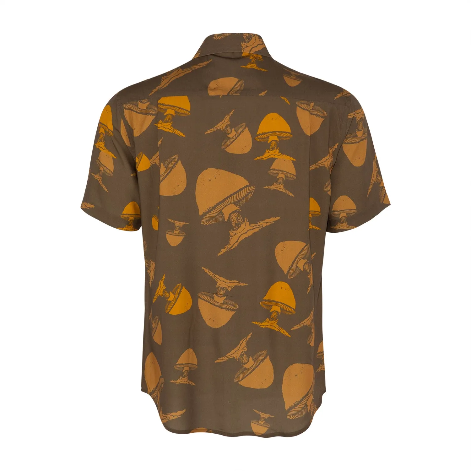 Allman Brothers Band | Short-Sleeve Button Down | Orange Mushroom on Brown