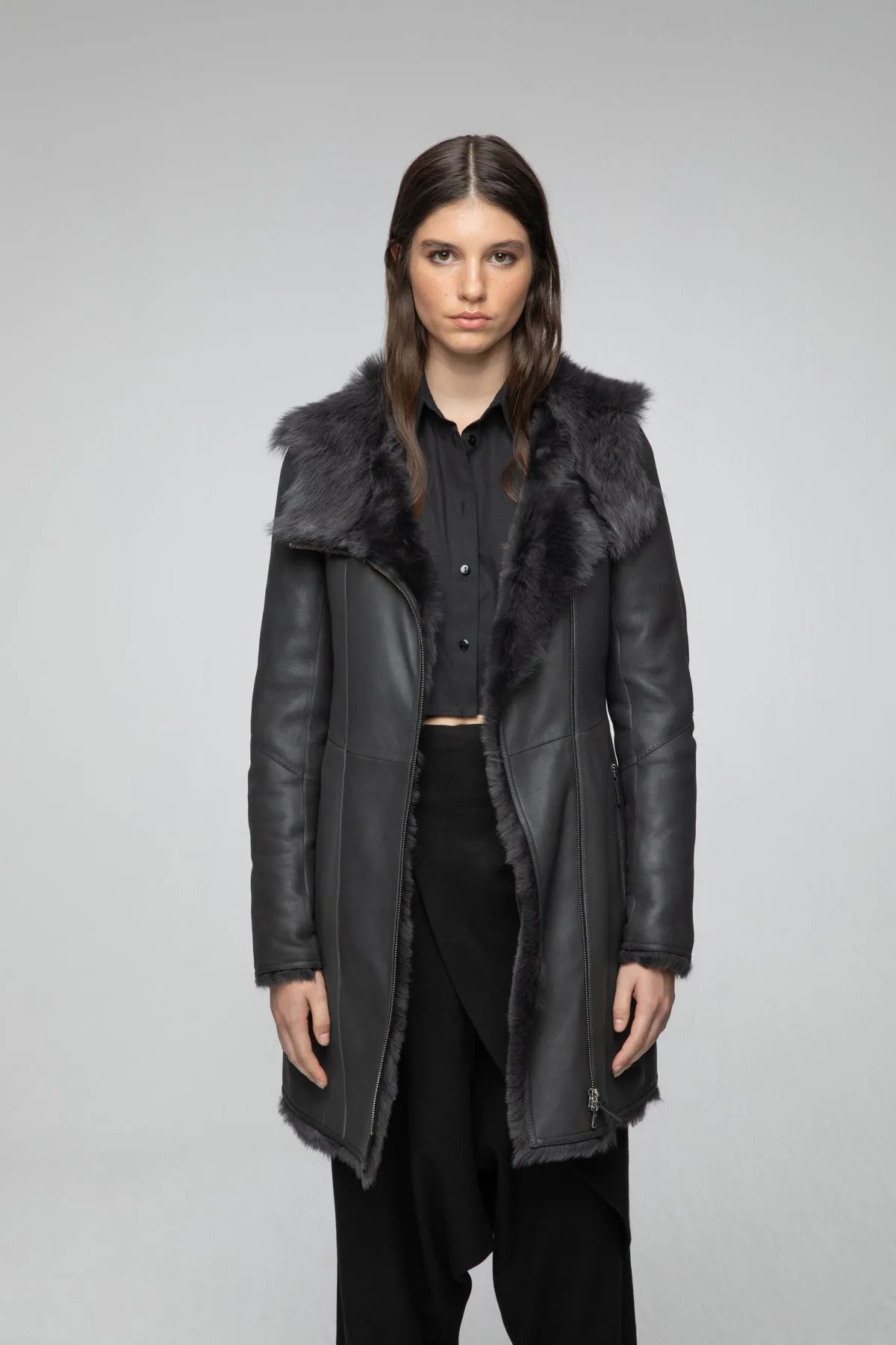 Anthracite Shearling Coat