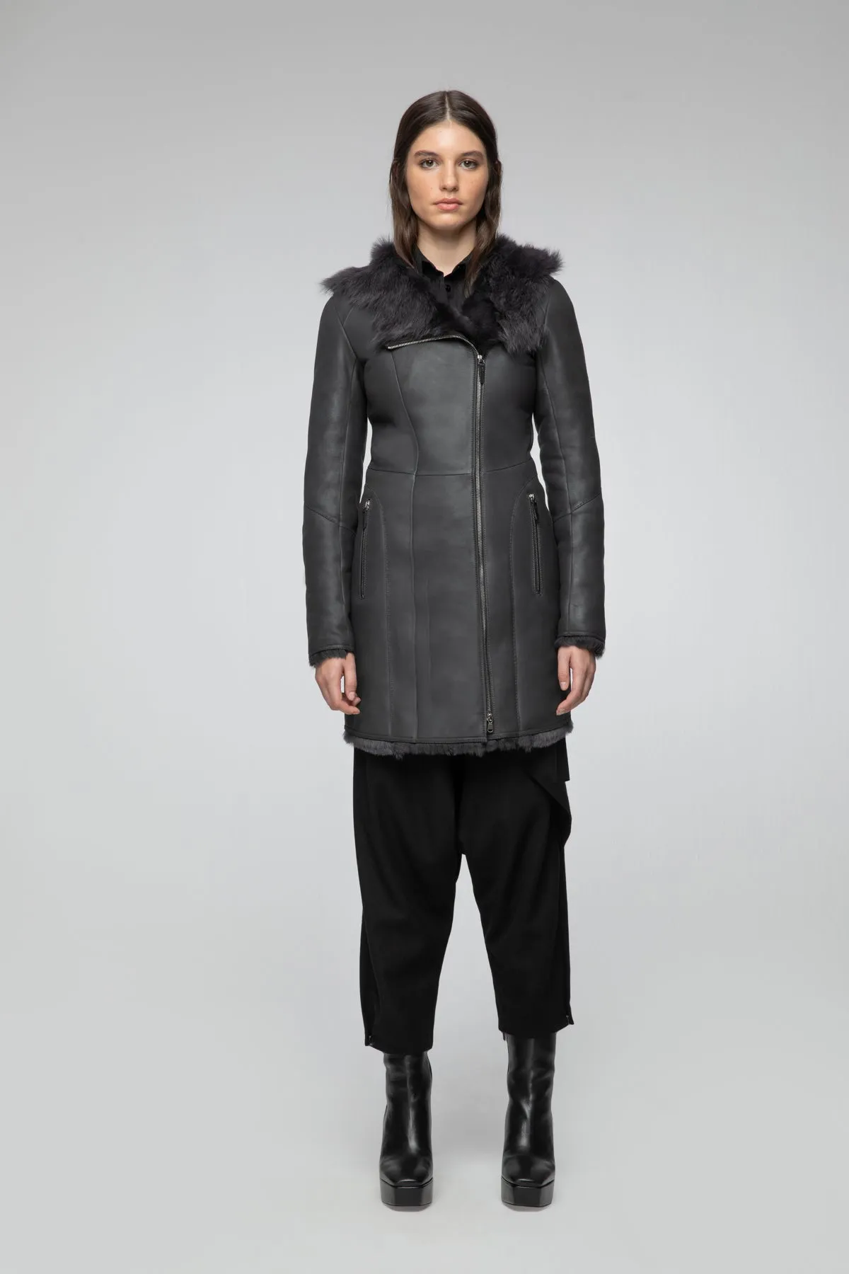 Anthracite Shearling Coat