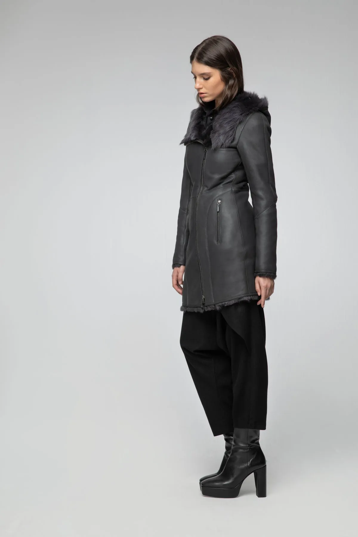 Anthracite Shearling Coat
