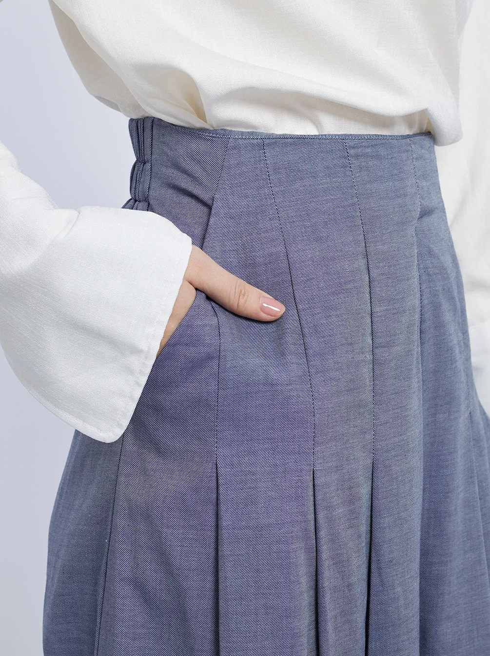 ARINA BOX PLEATS PANTS DENIM