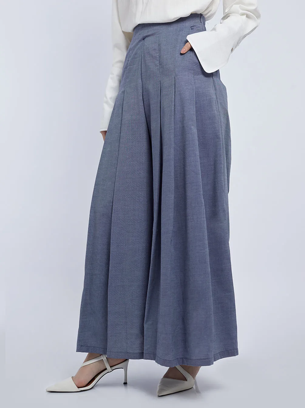 ARINA BOX PLEATS PANTS DENIM