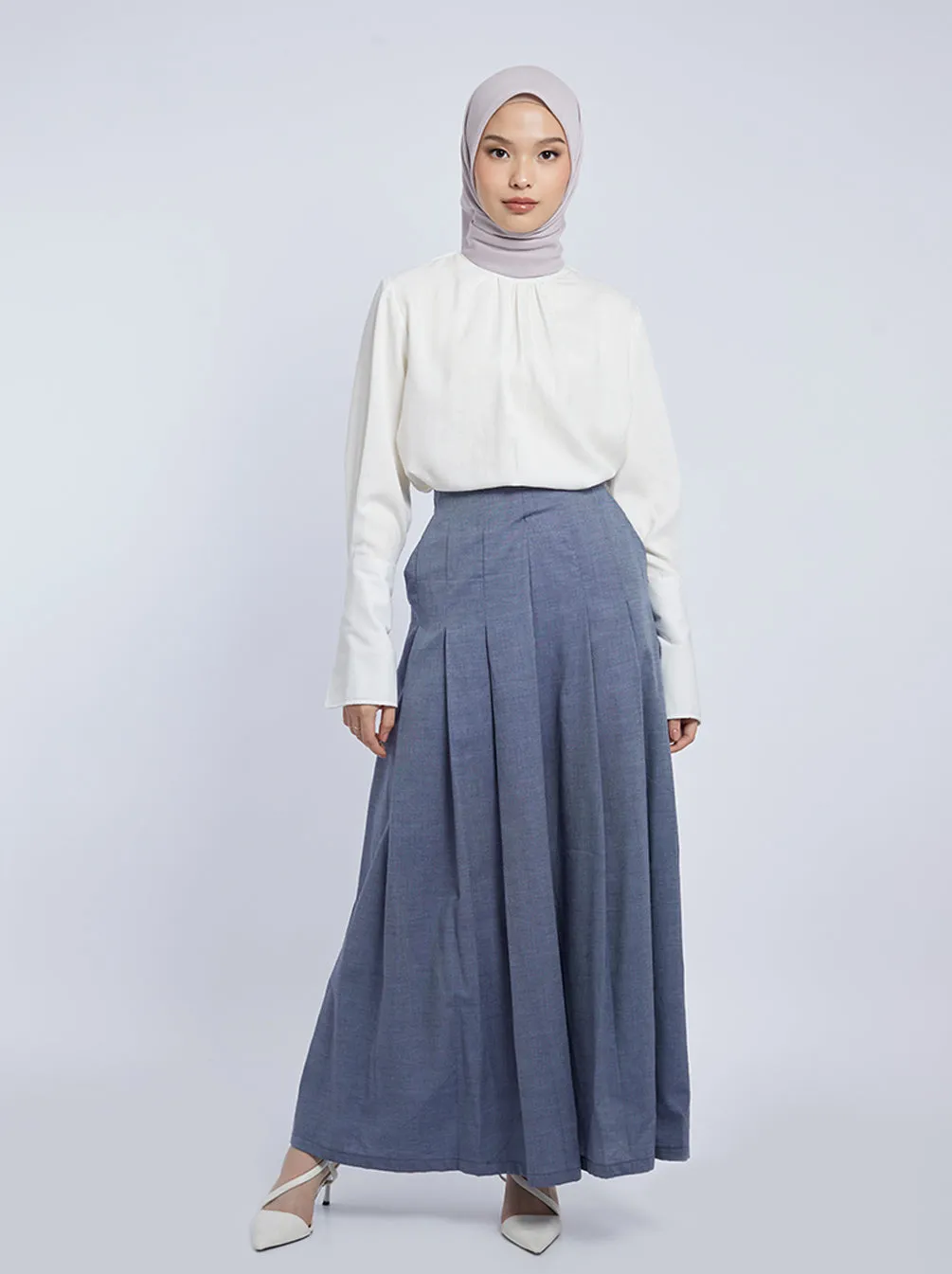 ARINA BOX PLEATS PANTS DENIM