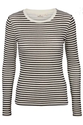 Basic Apparel - Ludmilla LS Tee GOTS - 029 Whisper White/Black