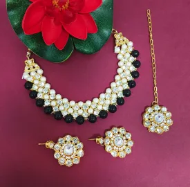 Bhavi Jewels Crystal Stone Gold Plated  Necklace Set