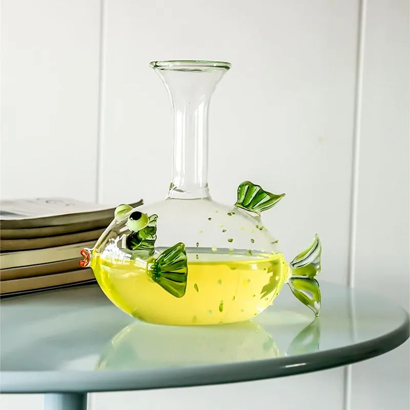 Blowfish glass decanter