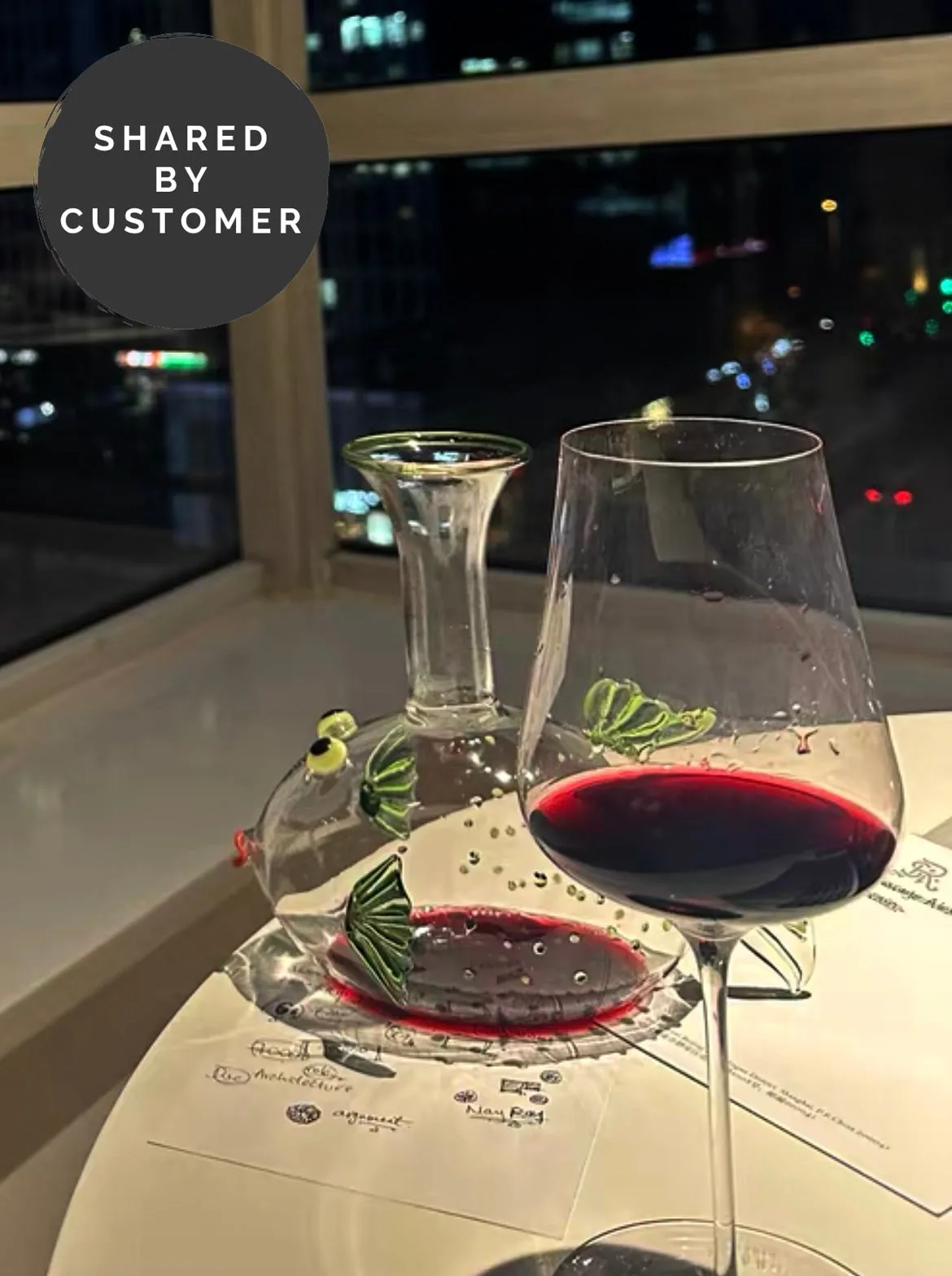 Blowfish glass decanter