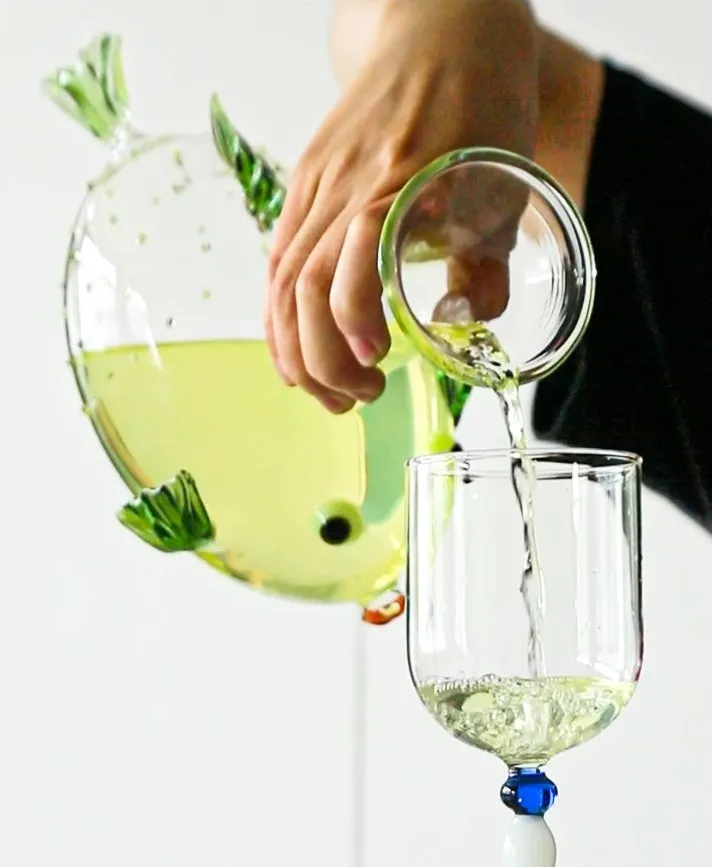 Blowfish glass decanter