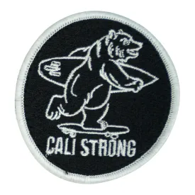 CALI Strong Bear Black White Round Hook-and-Loop Morale Patch