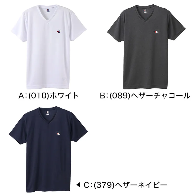 Champion メンズ Tシャツ メッシュ Vネック M～LL チャンピオン インナー シャツ 半袖 下着 男性 紳士 肌着 トップス 吸汗 速乾 V首 (在庫限り)