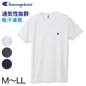 Champion メンズ Tシャツ メッシュ Vネック M～LL チャンピオン インナー シャツ 半袖 下着 男性 紳士 肌着 トップス 吸汗 速乾 V首 (在庫限り)
