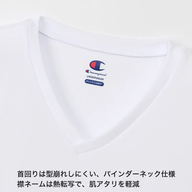 Champion メンズ Tシャツ メッシュ Vネック M～LL チャンピオン インナー シャツ 半袖 下着 男性 紳士 肌着 トップス 吸汗 速乾 V首 (在庫限り)