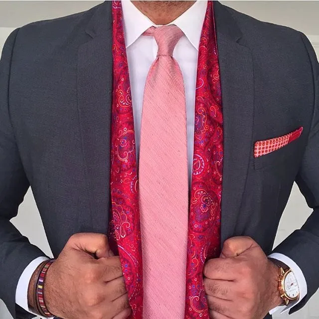 Chatham Abstract Linen Pocket Square, Reddish Brown