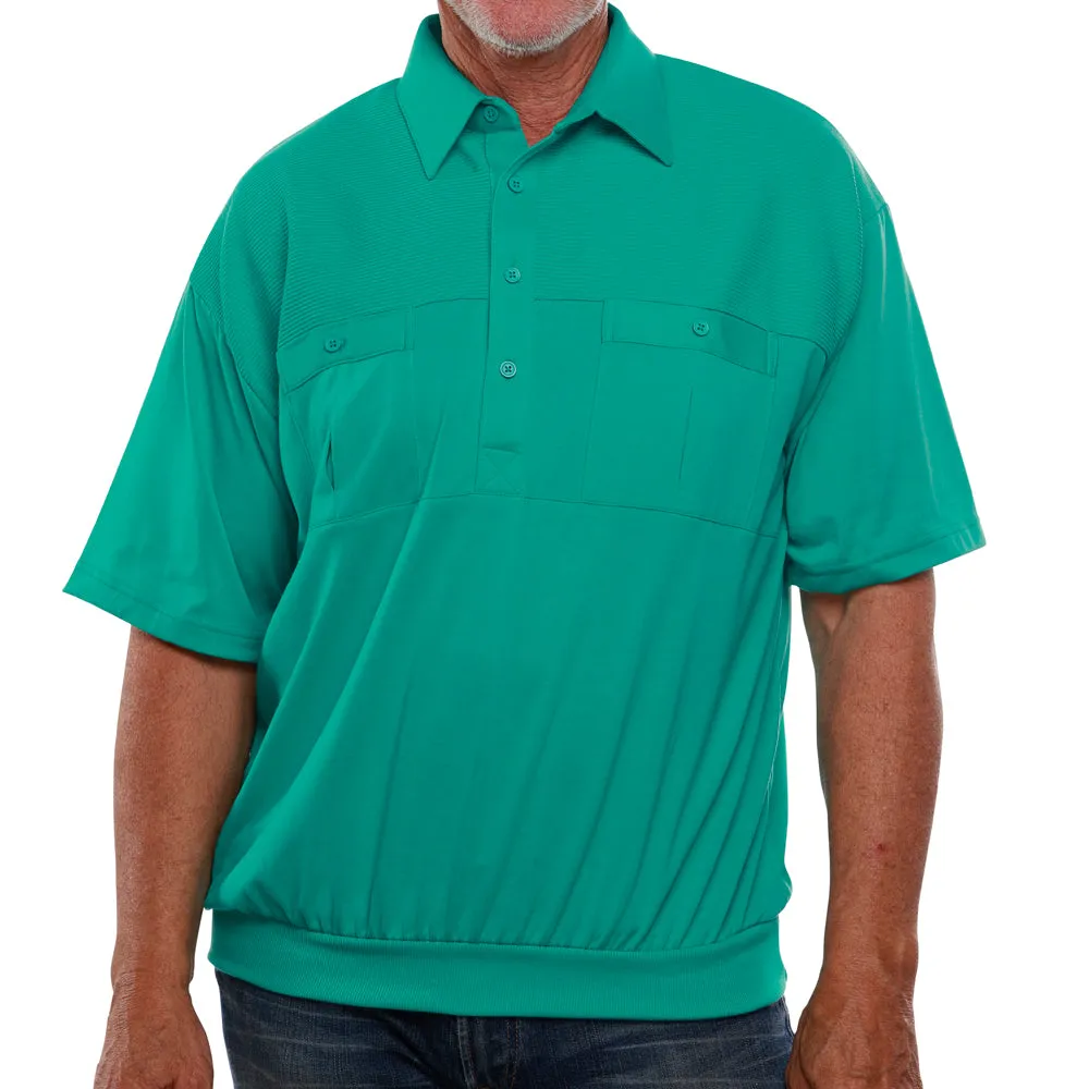 Classics by Palmland Two Pocket Knit Short Sleeve Banded Bottom Shirt  6010-656 Jade