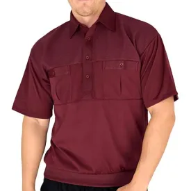 Classics by Palmland Two Pocket Short Sleeve Knit Banded Bottom Shirt 6010-656 Burgundy