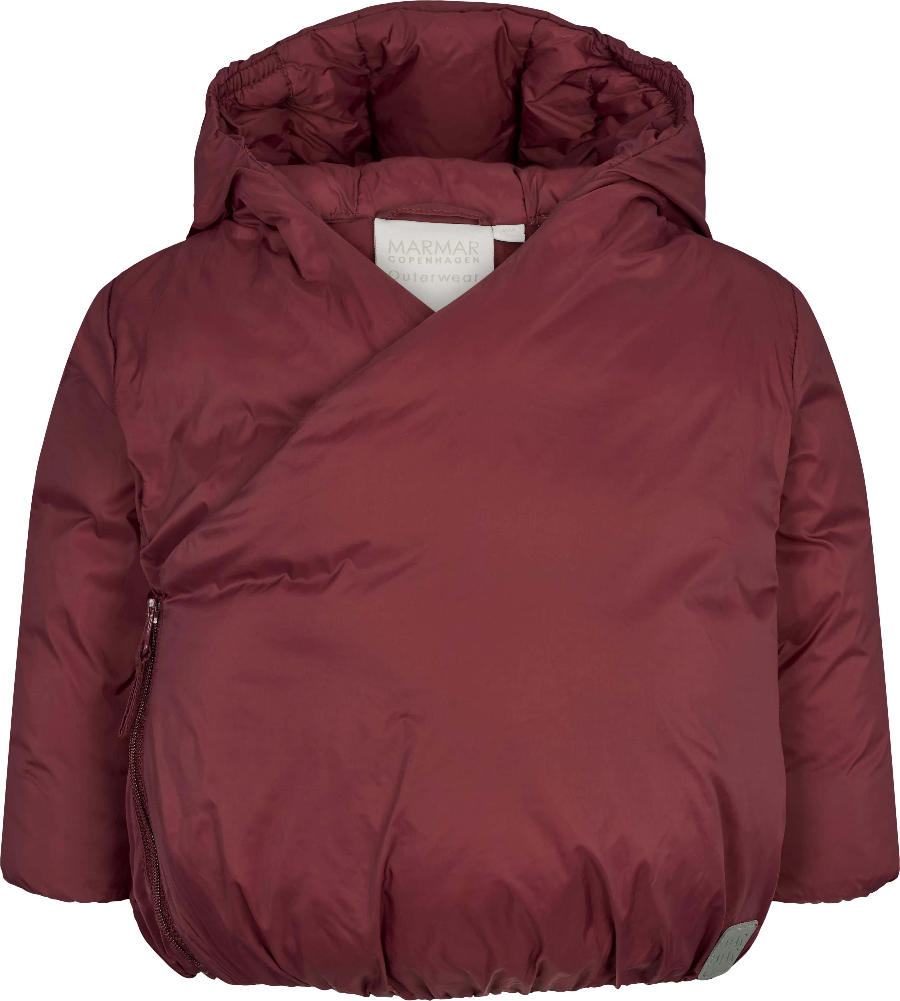 coat nylon side wrap with hood - deep ruby-3555