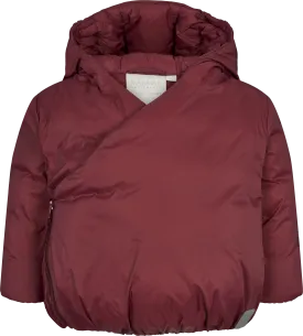 coat nylon side wrap with hood - deep ruby-3555
