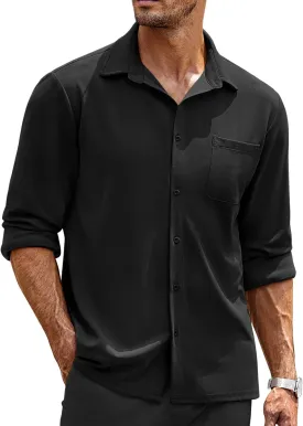 COOFANDY Mens Long Sleeve Button Down Shirts Wrinkle Free Untucked Shirts Casual Dress Shirt for Men