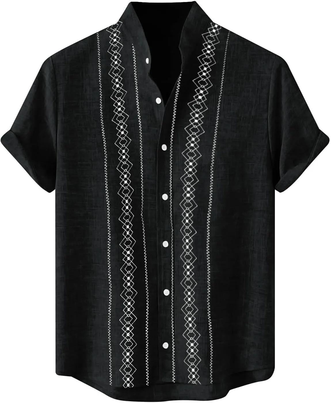 CRNTCEM Mens Button Down Boho Beach Shirts Cotton Linen Tropical Holiday Shirts Short Sleeve Floral Striped Casual Shirt