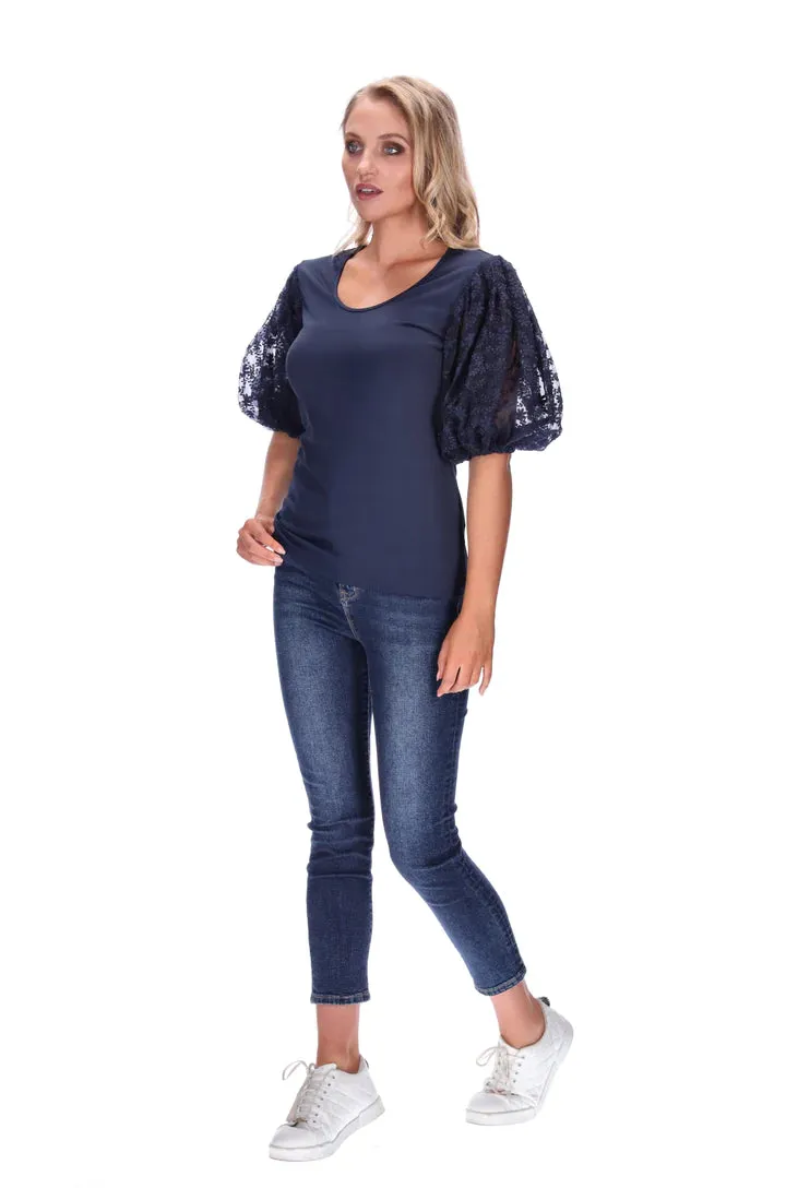 Daisy Puff top NAVY