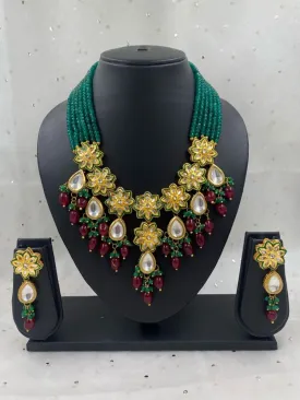 Designer Handcrafted Green Kundan Necklace Set By Gehna Shop