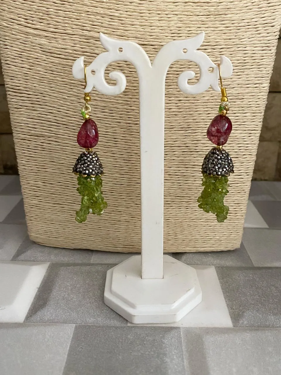 Designer Semi Precious Green Paridot Beads Necklace By Gehna Shop