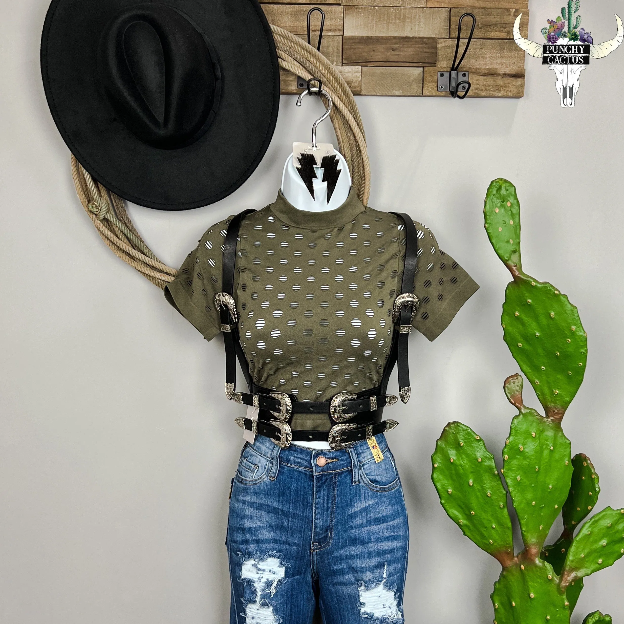 Distressed Mock Crop Top