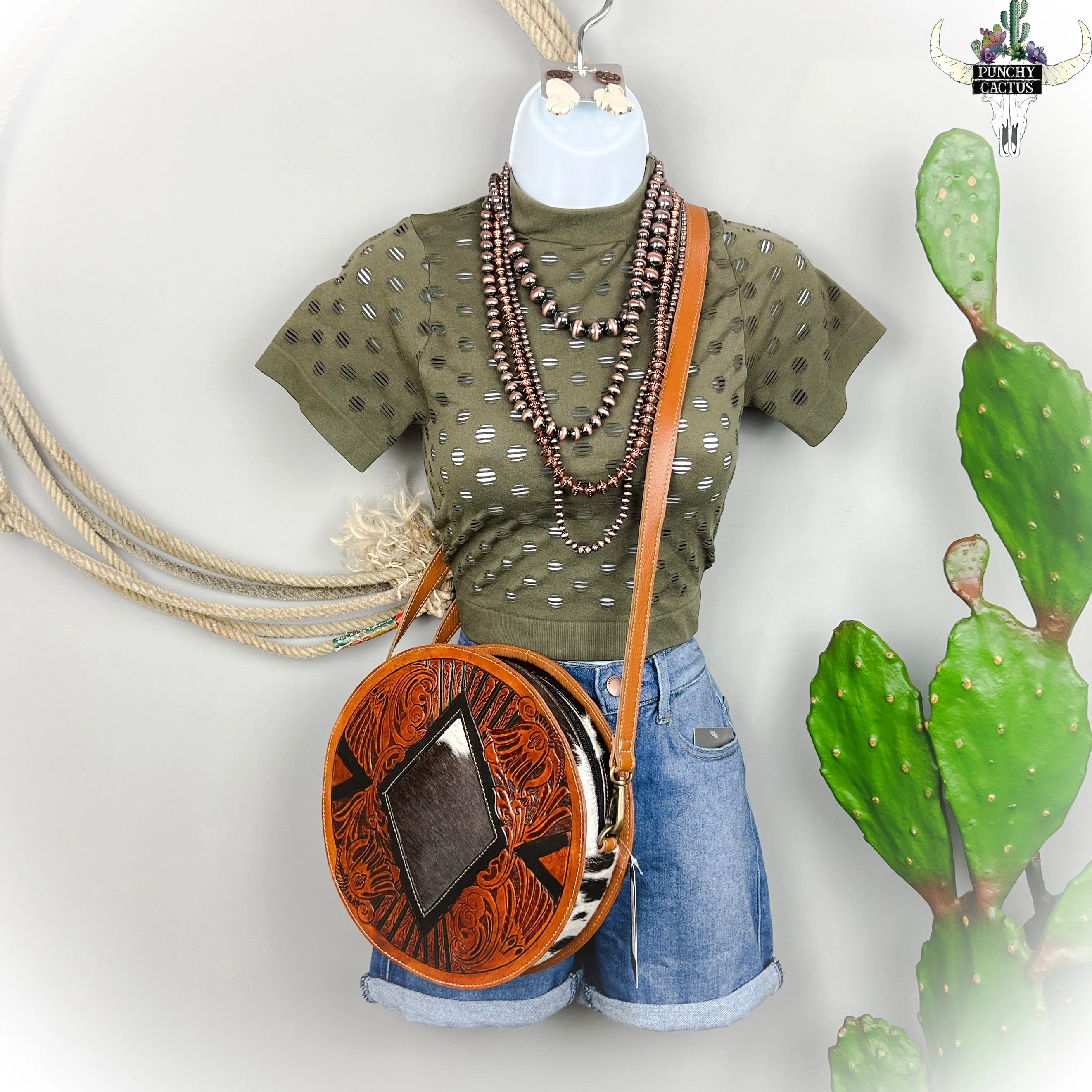 Distressed Mock Crop Top