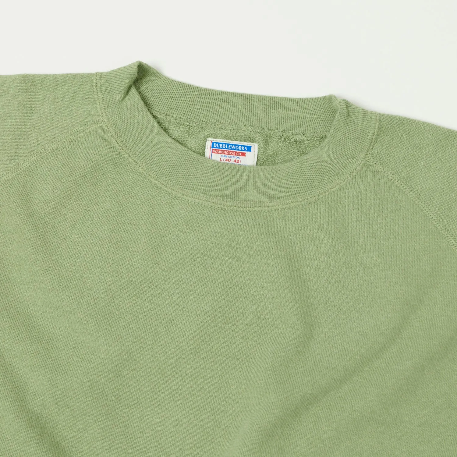 Dubbleworks Plain Style Off Cut Sweatshirt - Tea Green