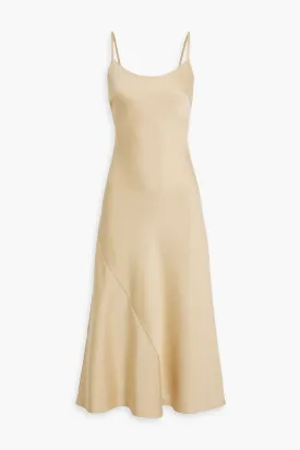 Emery midi slip dress in IRIS & INK satin crepe, sand