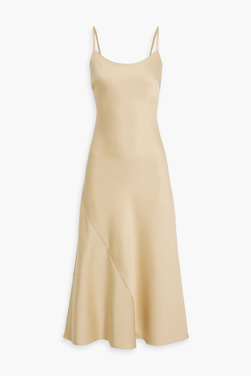 Emery midi slip dress in IRIS & INK satin crepe, sand