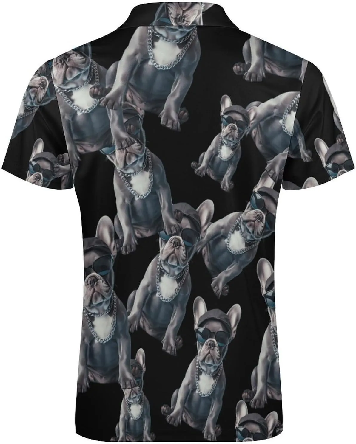 Fashion Dog Trendy Polo Shirts for Men Short Sleeve Lapel Collar Zipper T-Shirts Outdoor Sports