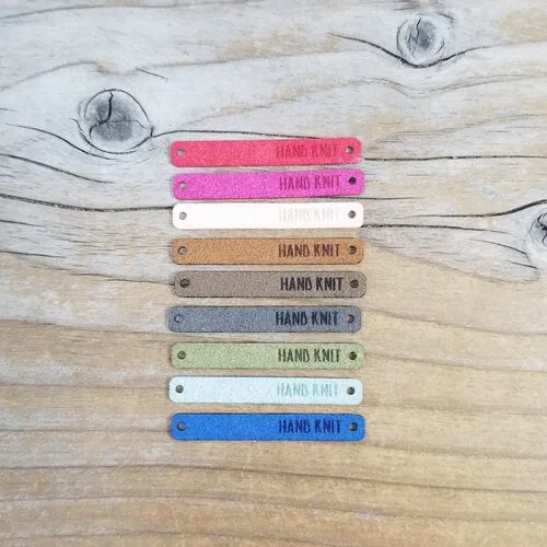 Faux Suede Foldover Hand Knit Tags