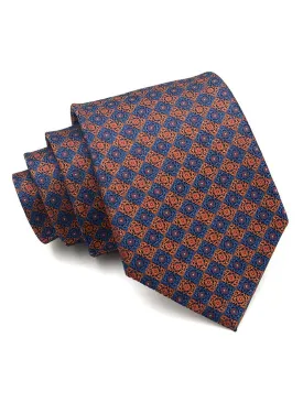 Geometric Tie - Copper with Blue Rectangle