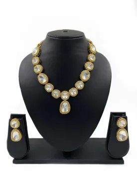 Gold Plated Polki Kundan Necklace For Weddings By Gehna Shop