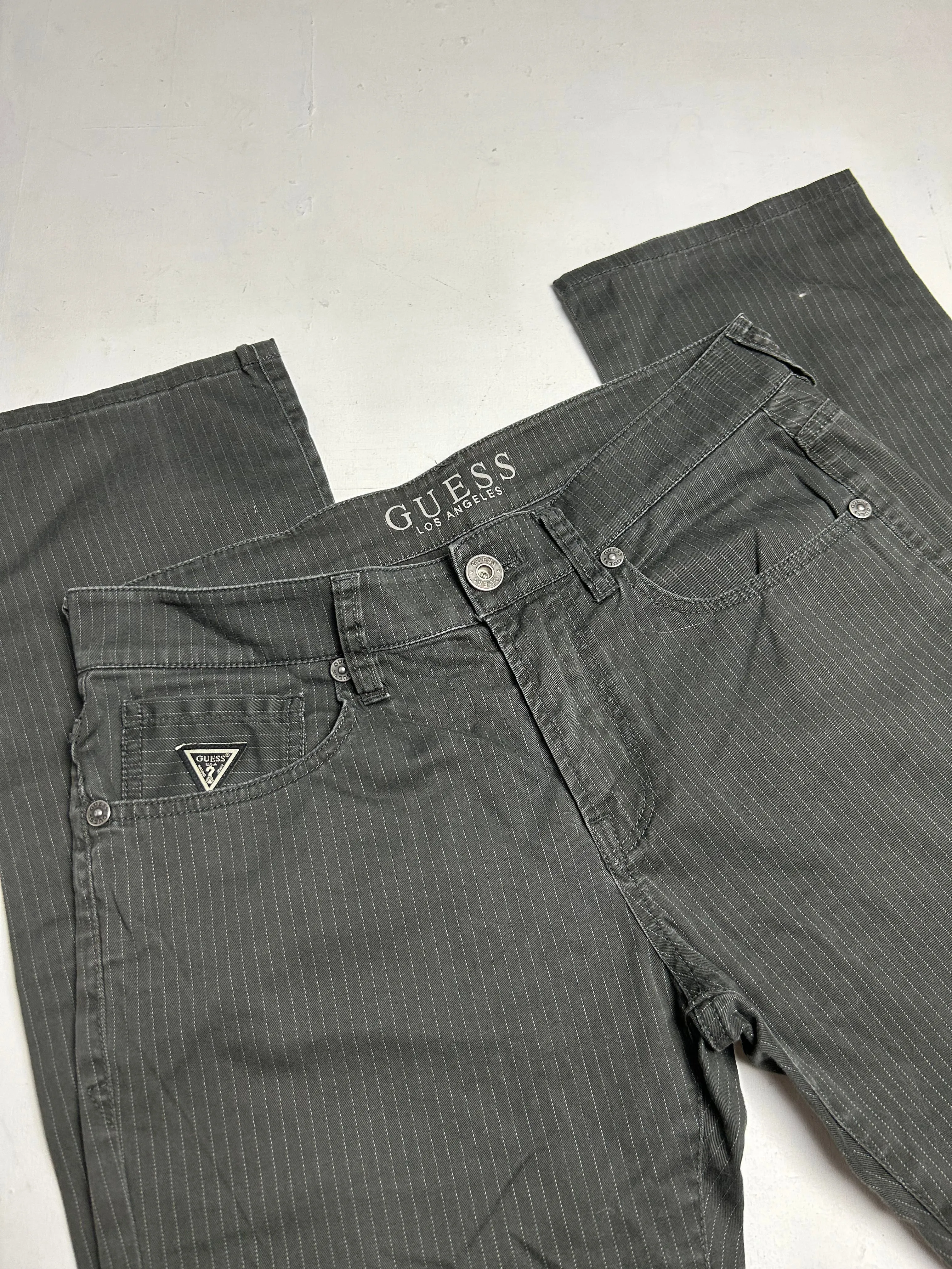 Grey denim low waist baggy pants (M)