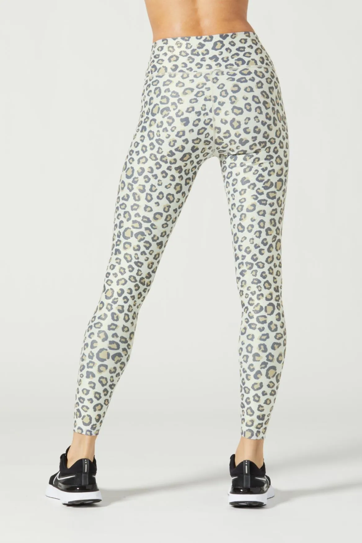 High Waist Leggings with Foil Wild Cheetah White
