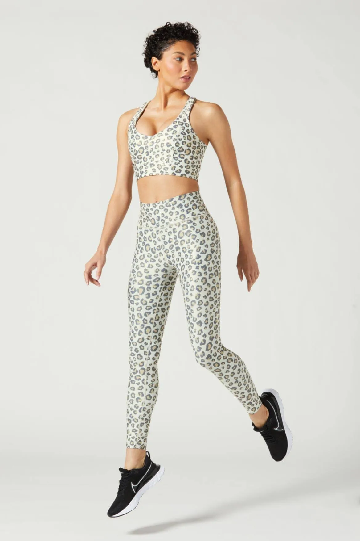 High Waist Leggings with Foil Wild Cheetah White