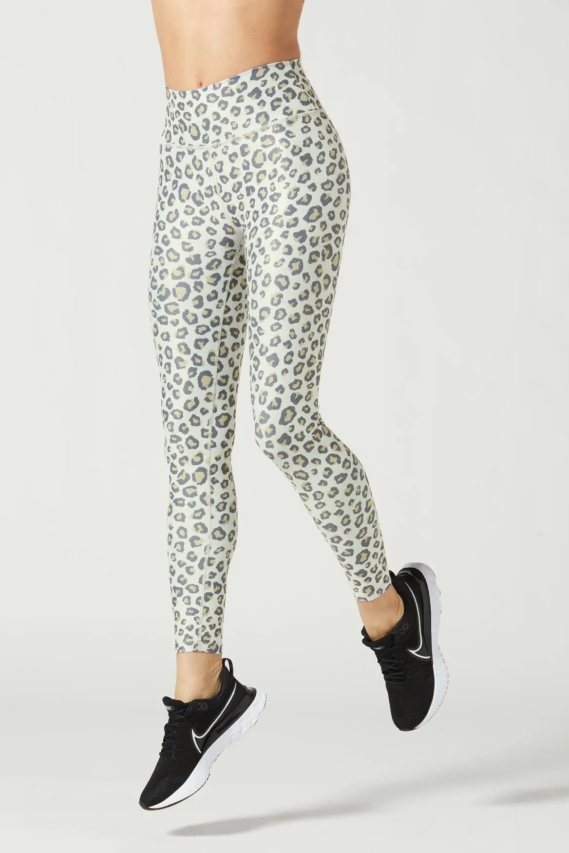High Waist Leggings with Foil Wild Cheetah White